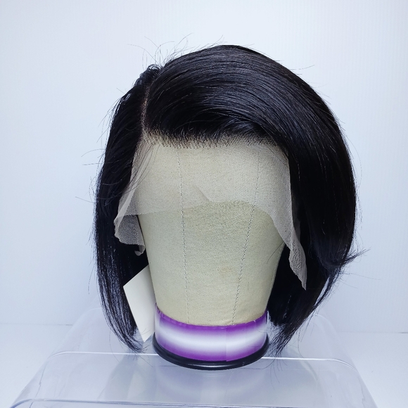 10 Inch Human Hair Pre-plucked Lace Front Wig 13x4 HD Lace Natural Black Bob New - Picture 3 of 11